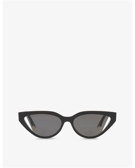 Fe40009i 25c Cat Eye Sunglasses In Ivory Smoke Mirror.